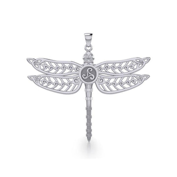 The Celtic Dragonfly with Triskele Silver Pendant TPD5385 - Jewelry